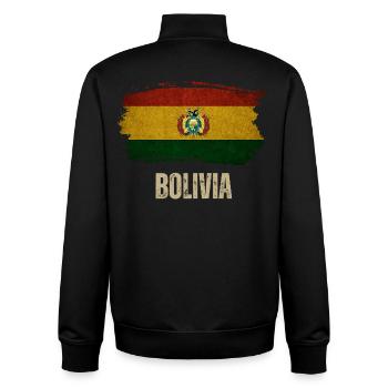 Bolivie Grunge Drapeau, Vintage Bolivie - Sweat zippé unisexe en coton bio Stanley/Stella - noir - Dos - AI Model Male 185 light (185cm)