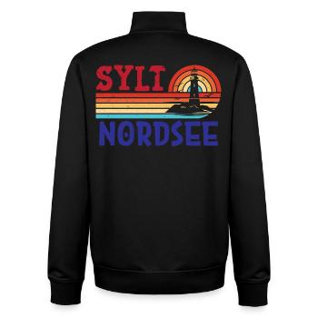 Vacances à la mer du Nord SYLT ÎLE DE LA MER DU NORD Fun - Sweat zippé unisexe en coton bio Stanley/Stella - noir - Dos - AI Model Male 185 light (185cm)
