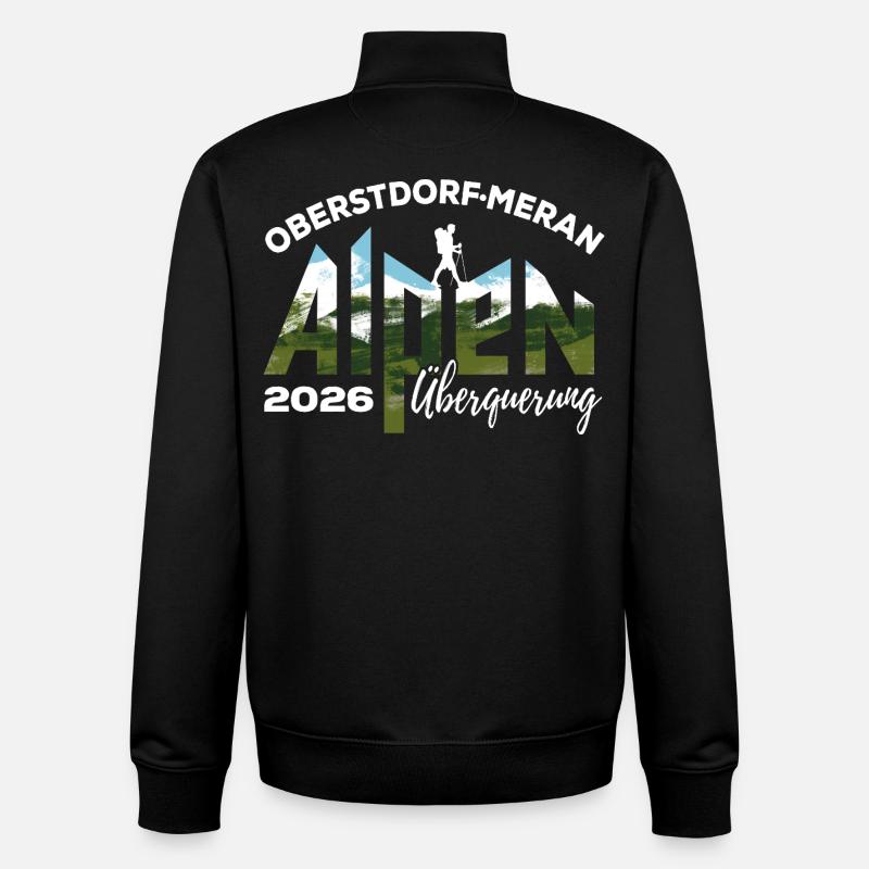 Alpenüberquerung 2026, Oberstdorf Meran, Wandern - Unisex Organic Zip Sweatshirt von Stanley/Stella - Schwarz