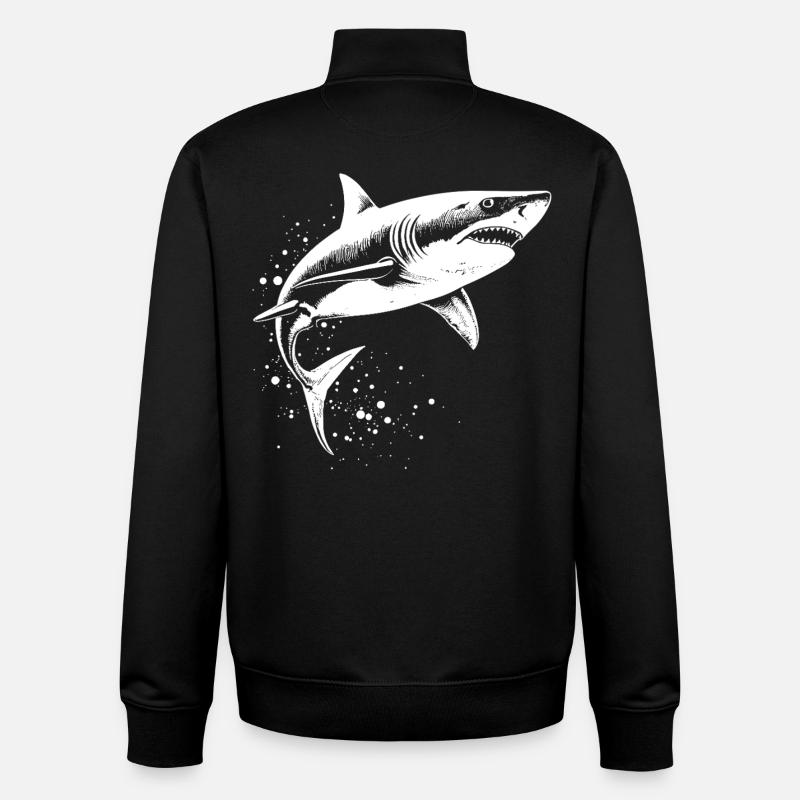 requin prédateur prédateur de l’océan - Sweat zippé unisexe en coton bio Stanley/Stella - noir