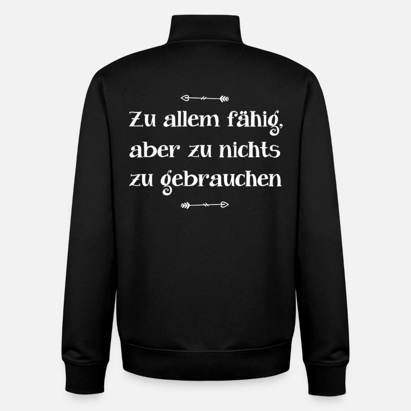 Drôle de dicton - Sweat zippé unisexe en coton bio Stanley/Stella - noir