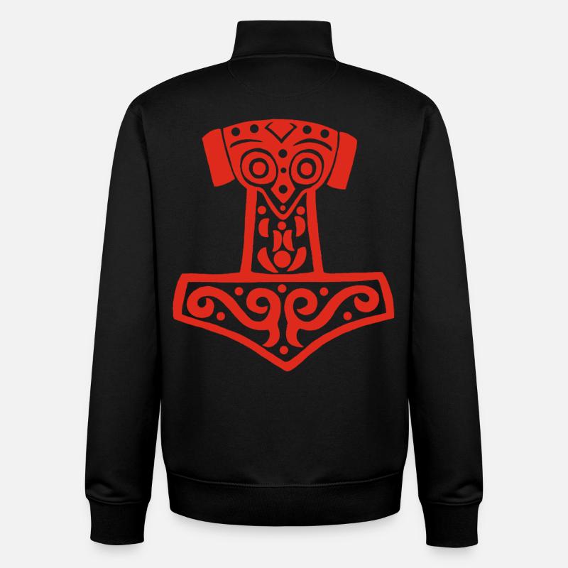 Marteau de Thor (rouge) - Sweat zippé unisexe en coton bio Stanley/Stella - noir