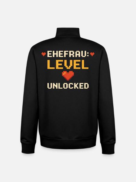 Wife Level Unlocked Funny Gamer Nerd - Unisex Organic Zip Sweatshirt by Stanley/Stella - black