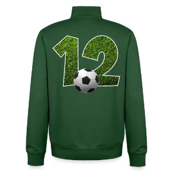 NO. 12 NUMBER 12 FOOTBALL 12TH BIRTHDAY - Unisex Organic Zip Sweatshirt by Stanley/Stella - bottle green - Back - AI Model Male 185 dark (185cm)