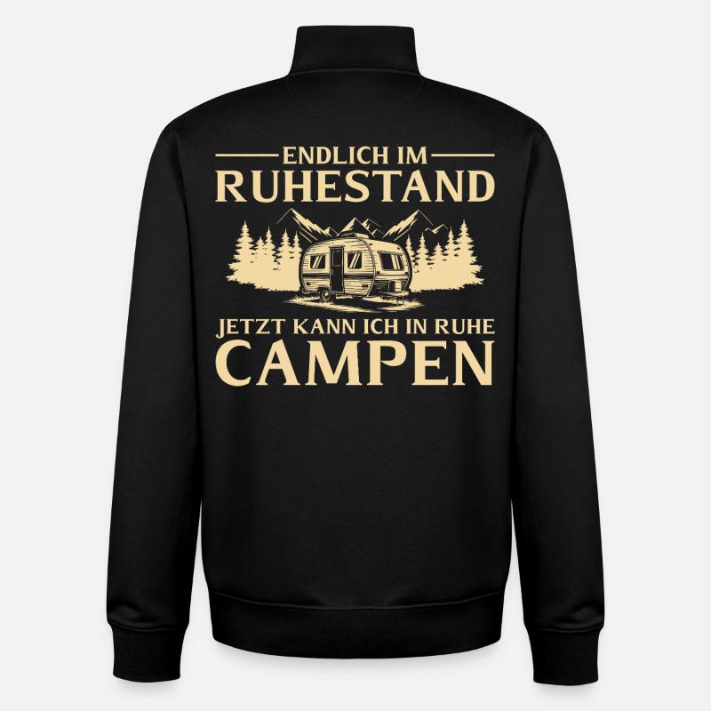 Endlich_im_Ruhestand_ _In_Ruhe_Campen - Unisex Organic Zip Sweatshirt by Stanley/Stella - black