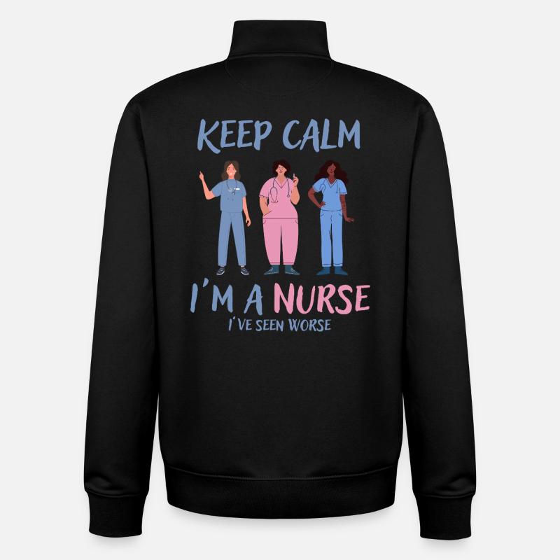 Bleib ruhig, ich bin Krankenschwester - Unisex Organic Zip Sweatshirt von Stanley/Stella - Schwarz