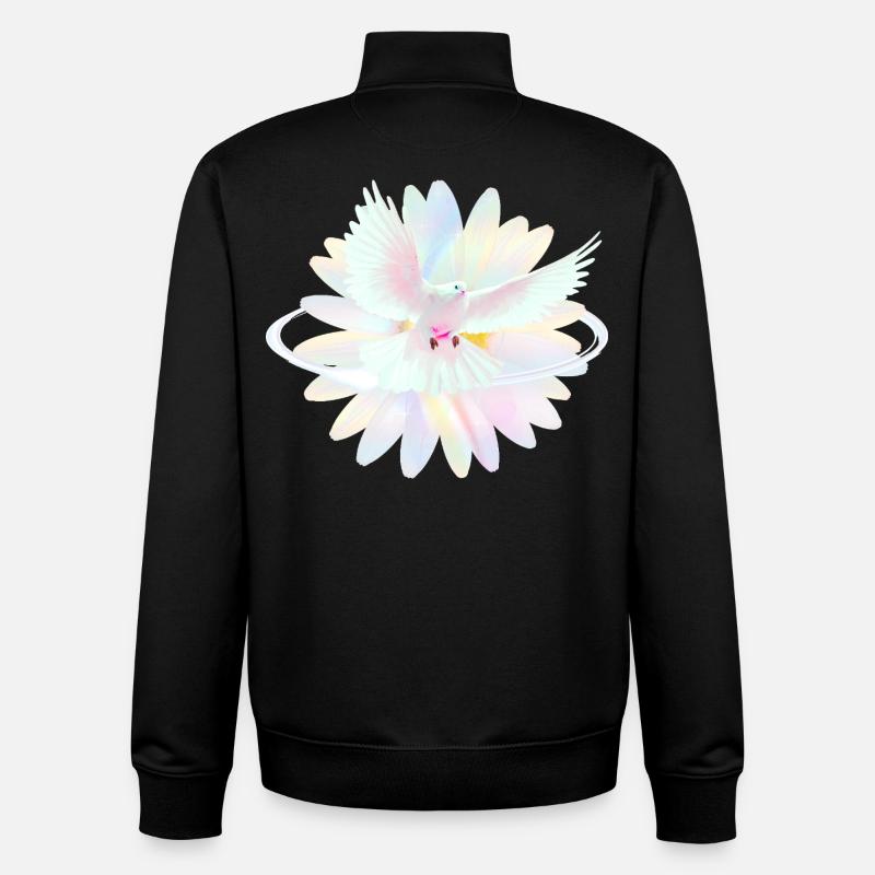 Pastelltaube im Regenbogenlicht - Unisex Organic Zip Sweatshirt von Stanley/Stella - Schwarz
