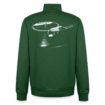 Grafischer Plattenspieler, Musikliebhaber - Unisex Organic Zip Sweatshirt von Stanley/Stella - Flaschengrün - Hinten - AI Model Male 185 dark (185cm)