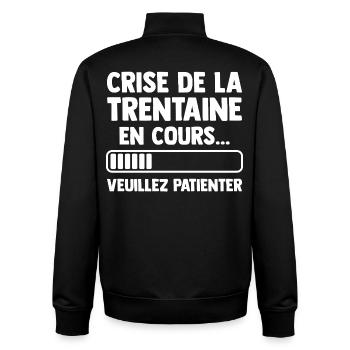 Crisis of the thirties Gift Birthday Humor - Unisex Organic Zip Sweatshirt by Stanley/Stella - black - Back - AI Model Male 185 light (185cm)