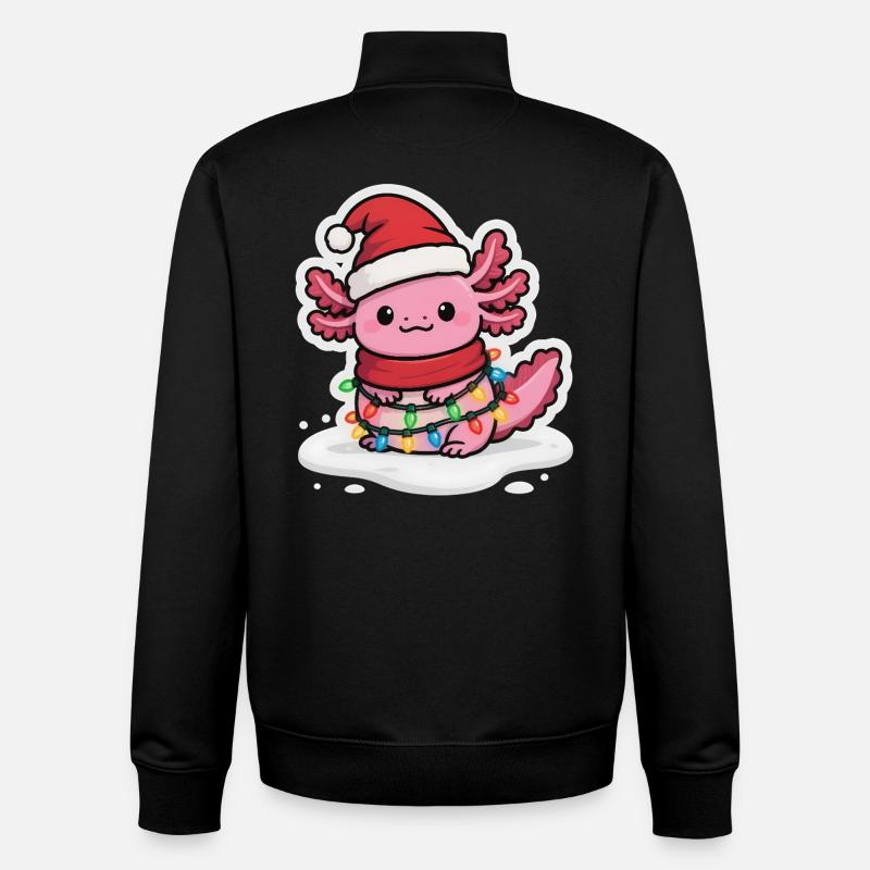Noël Axolotl drôle - Sweat zippé unisexe en coton bio Stanley/Stella - noir