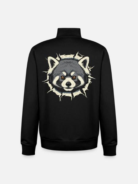 Cute Red Panda Peeking Out Crack - Unisex Organic Zip Sweatshirt by Stanley/Stella - black