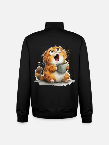 Cat Coffee: Googly Eyes Latte - Unisex Organic Zip Sweatshirt by Stanley/Stella - black