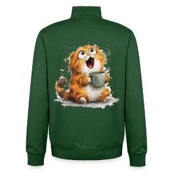 Cat Coffee: Googly Eyes Latte - Unisex Organic Zip Sweatshirt by Stanley/Stella - bottle green - Back - AI Model Male 185 dark (185cm)