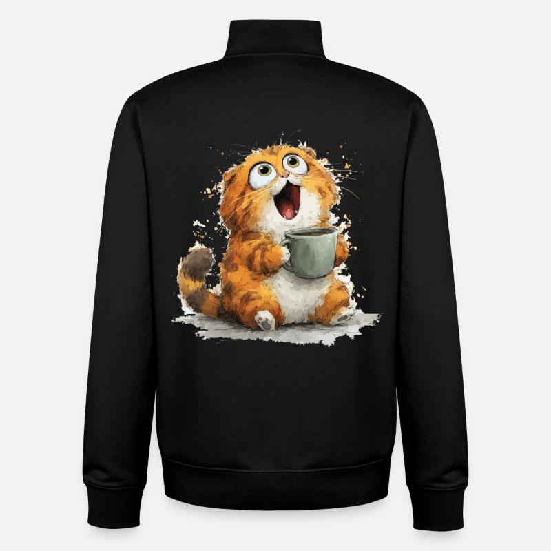 Katzenkaffee: Kulleraugen Latte - Unisex Organic Zip Sweatshirt von Stanley/Stella - Schwarz