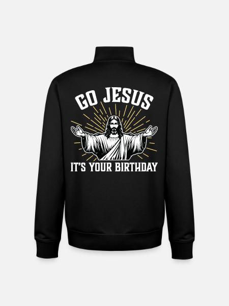 Go Jesus it's your birthday - Unisex Organic Zip Sweatshirt by Stanley/Stella - black