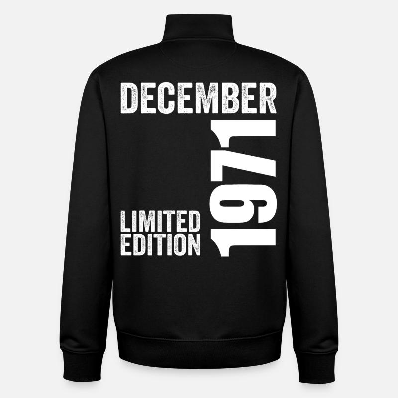 Cadeau Anniversaire Rétro - Décembre 1971 - Sweat zippé unisexe en coton bio Stanley/Stella - noir