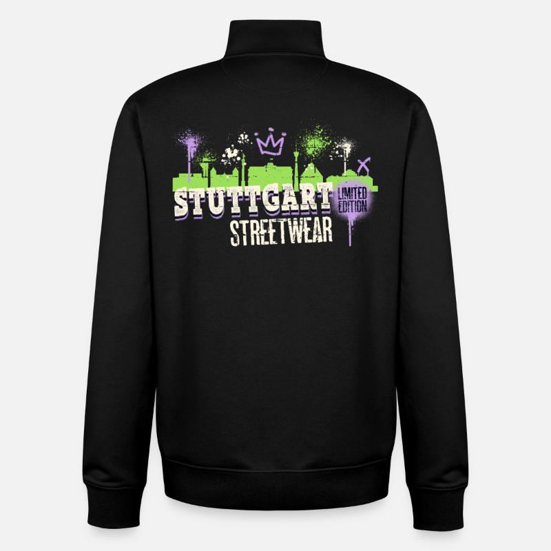 Stuttgart Skyline Ville Allemagne Graffiti Art - Sweat zippé unisexe en coton bio Stanley/Stella - noir