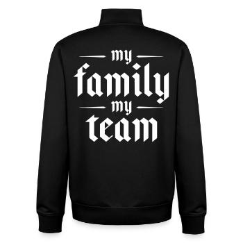 Mon équipe familiale dit - Sweat zippé unisexe en coton bio Stanley/Stella - noir - Dos - AI Model Male 185 light (185cm)