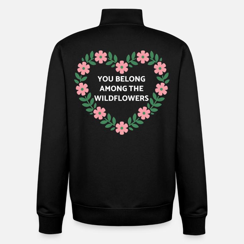 Wildblumenherz Botschaft - Unisex Organic Zip Sweatshirt von Stanley/Stella - Schwarz