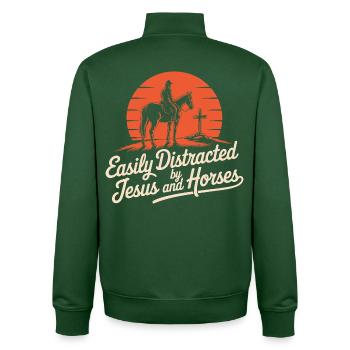 Jesus Pferde Reiten Bibel Christ - Unisex Organic Zip Sweatshirt von Stanley/Stella - Flaschengrün - Hinten - AI Model Male 185 dark (185cm)