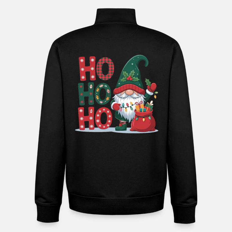 HoHoHo Noël Gnome - Sweat zippé unisexe en coton bio Stanley/Stella - noir