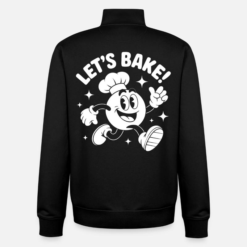 Baking with cheerful cartoon baker - Unisex Organic Zip Sweatshirt by Stanley/Stella - black