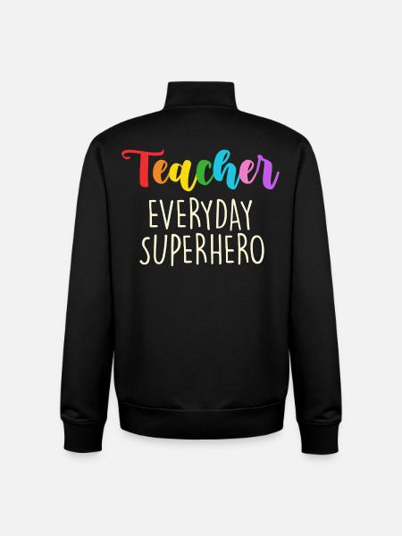 Teacher Everyday Superhero Design - Unisex Organic Zip Sweatshirt by Stanley/Stella - black