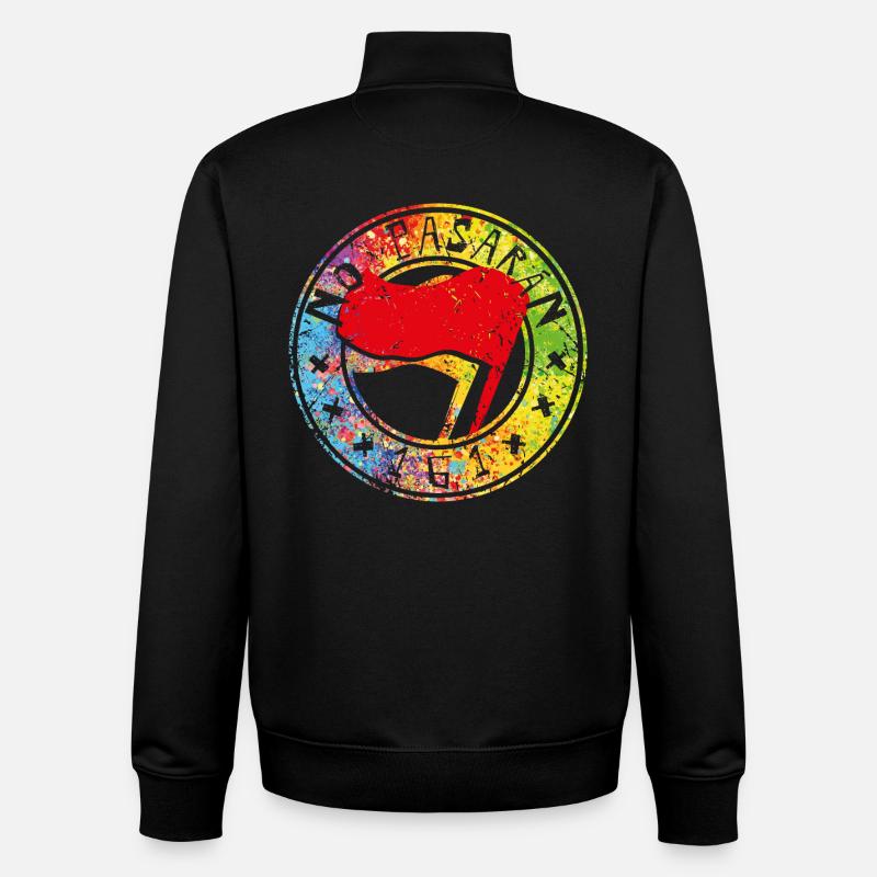 Non Pasaran 161 - Sweat zippé unisexe en coton bio Stanley/Stella - noir