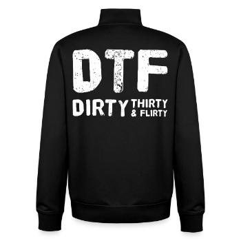 Dirty Thirty Flirty DTF 30th Birthday - Unisex Organic Zip Sweatshirt by Stanley/Stella - black - Back - AI Model Male 185 light (185cm)