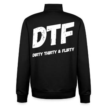 Dirty Thirty Flirty DTF 30th Birthday - Unisex Organic Zip Sweatshirt by Stanley/Stella - black - Back - AI Model Male 185 light (185cm)
