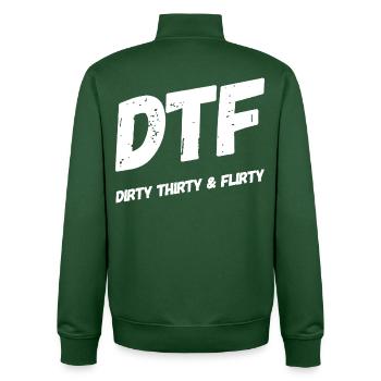 Dirty Thirty Flirty DTF 30. Geburtstag - Unisex Organic Zip Sweatshirt von Stanley/Stella - Flaschengrün - Hinten - AI Model Male 185 dark (185cm)
