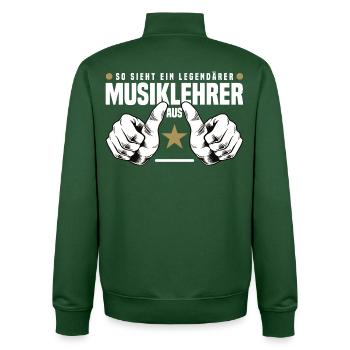 Music teacher - Unisex Organic Zip Sweatshirt by Stanley/Stella - bottle green - Back - AI Model Male 185 dark (185cm)