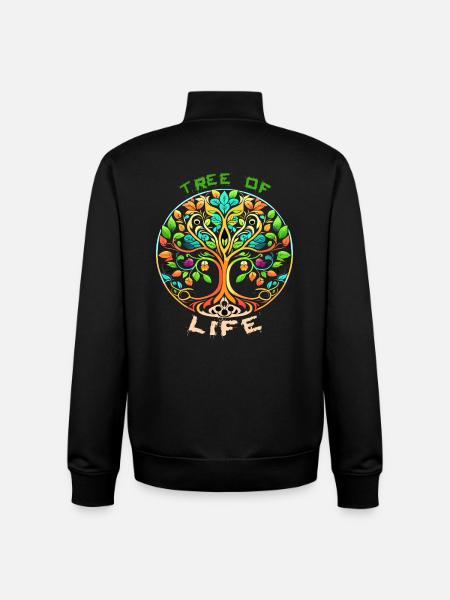 Rainbow Tree of Life Circle - Unisex Organic Zip Sweatshirt by Stanley/Stella - black