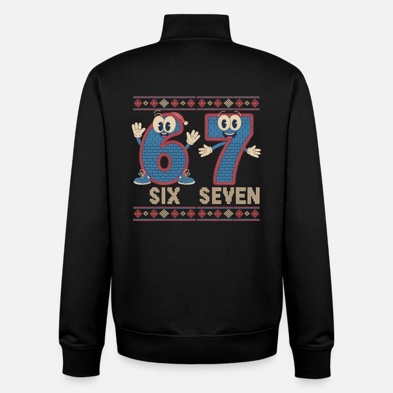 6 7 Six Seven Memes – Christmas - Unisex Organic Zip Sweatshirt by Stanley/Stella - black