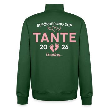 Aunt 2026 Pregnancy Announcement Sister - Unisex Organic Zip Sweatshirt by Stanley/Stella - bottle green - Back - AI Model Male 185 dark (185cm)