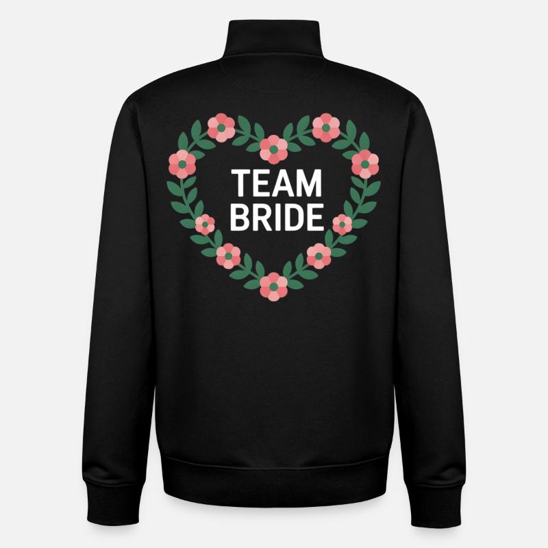 Équipe Mariée Coeur Fleurs - Sweat zippé unisexe en coton bio Stanley/Stella - noir