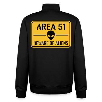 Funny Beware Of Aliens Area 51 UFO - Unisex Organic Zip Sweatshirt by Stanley/Stella - black - Back - AI Model Male 185 light (185cm)