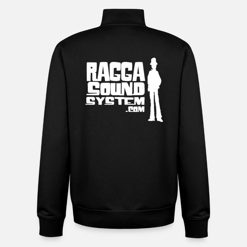 ragga-sound-system-logo-W - Sweat zippé unisexe en coton bio Stanley/Stella - noir
