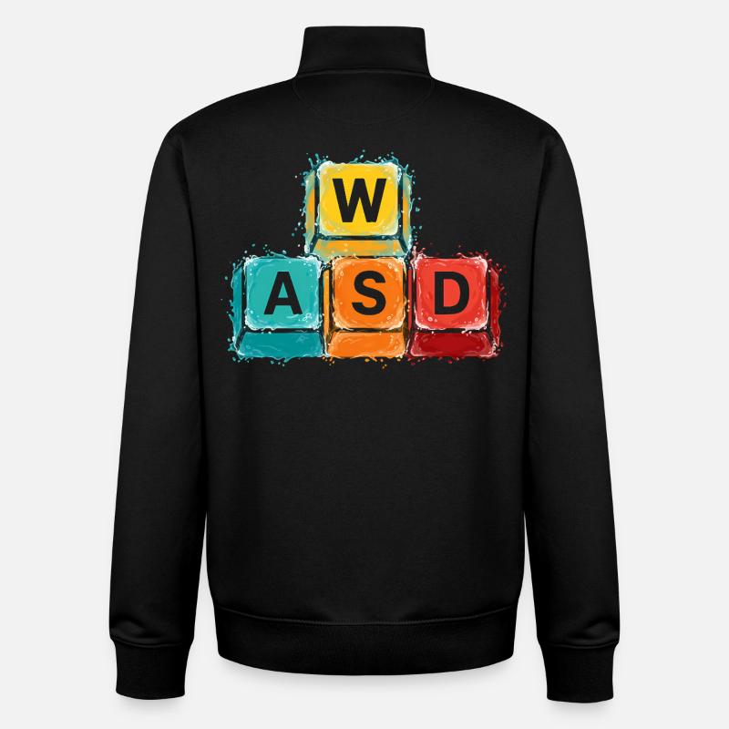 Boutons de jeu WASD - Sweat zippé unisexe en coton bio Stanley/Stella - noir