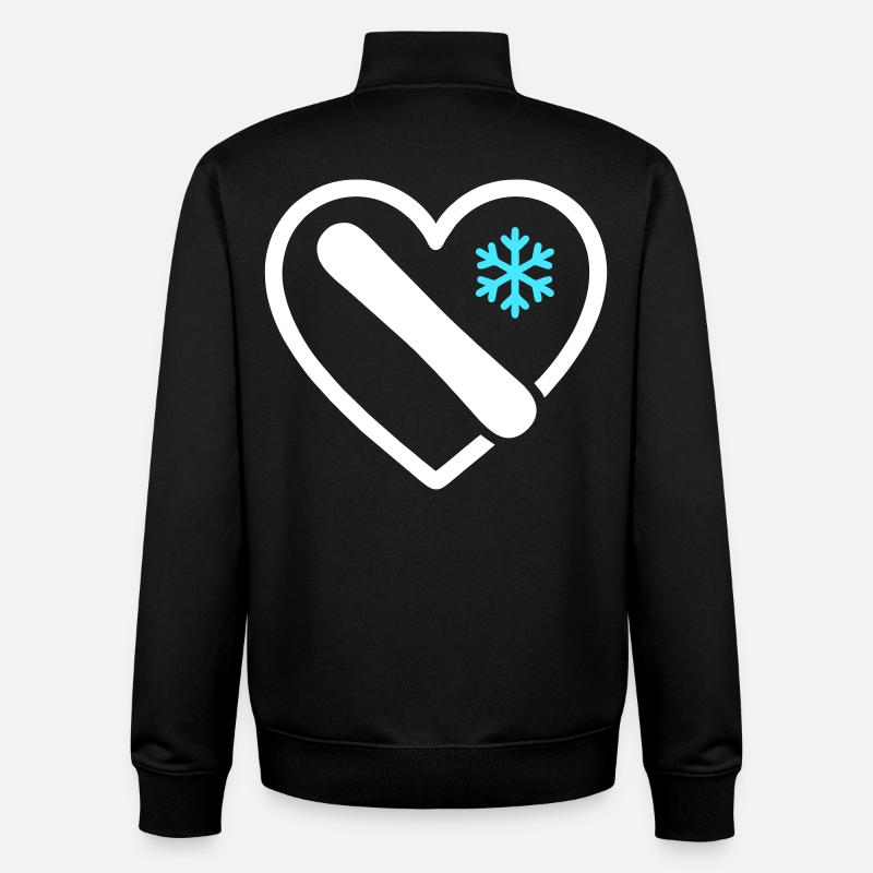 Snowboard Heart Mountain Winter Geschenk - Unisex Organic Zip Sweatshirt von Stanley/Stella - Schwarz