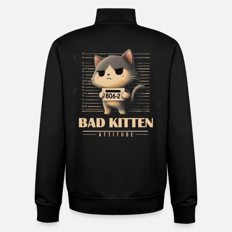 Bad Kitten Attitude - Unisex Organic Zip Sweatshirt by Stanley/Stella - black