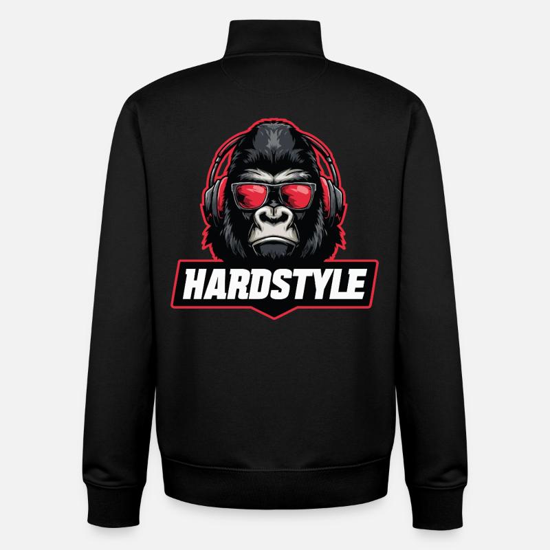 Hardstyle Gorilla – Musik Design mit Kopfhörern - Unisex Organic Zip Sweatshirt von Stanley/Stella - Schwarz