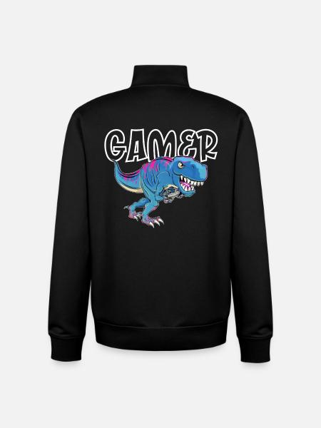 Gamer Gaming T_Rex - Unisex Organic Zip Sweatshirt by Stanley/Stella - black