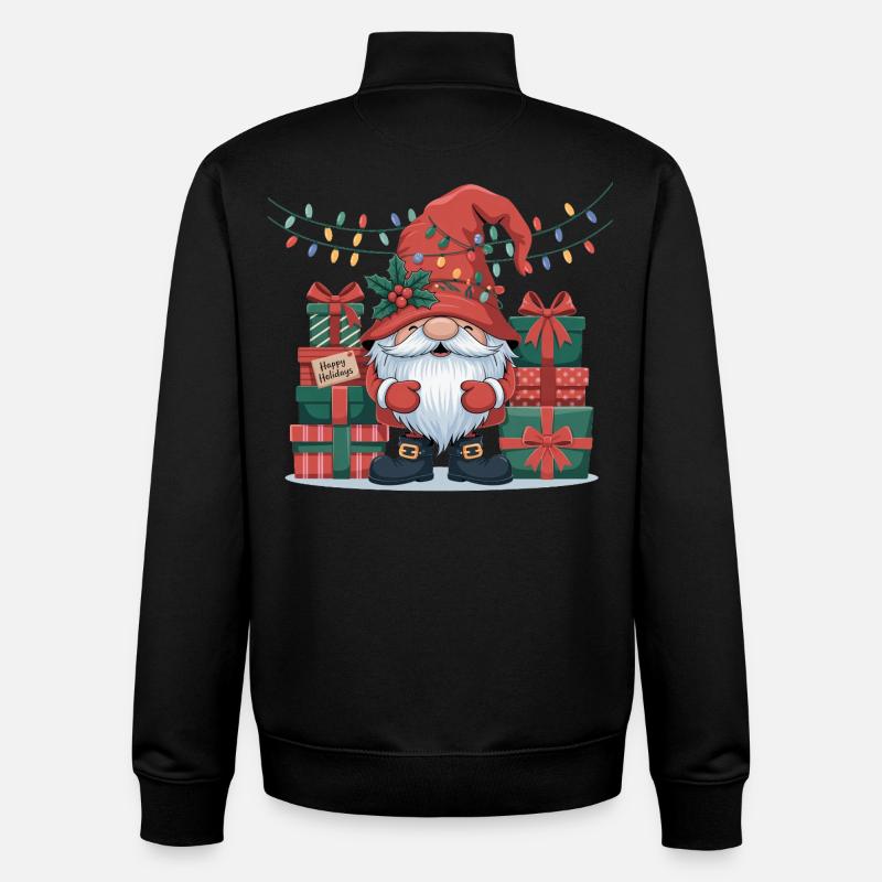 Gnome de Noël Gnome - Sweat zippé unisexe en coton bio Stanley/Stella - noir