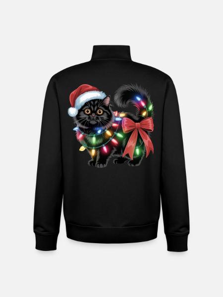 Chat de Noël - Sweat zippé unisexe en coton bio Stanley/Stella - noir