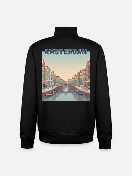 Amsterdam Canals at Sunset - Unisex Organic Zip Sweatshirt by Stanley/Stella - black