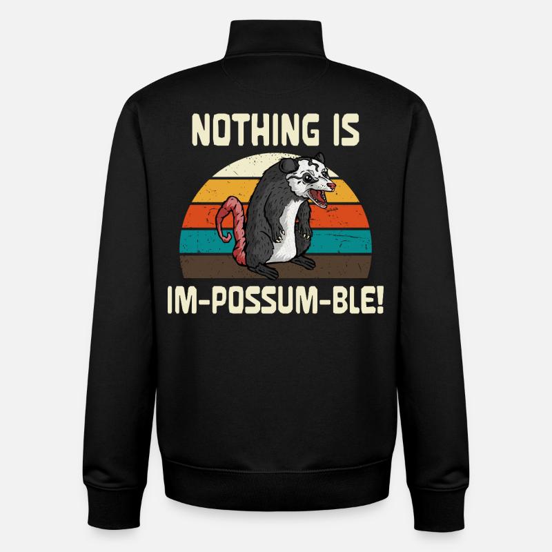 Nothing Is Um-Possum-ble Retro - Unisex Organic Zip Sweatshirt by Stanley/Stella - black