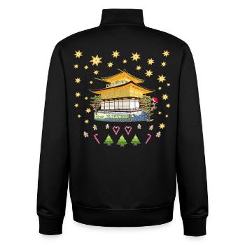Kyoto, Tempel Kinkaku-ji Handzeichnung Weihnachten - Unisex Organic Zip Sweatshirt von Stanley/Stella - Schwarz - Hinten - AI Model Male 185 light (185cm)