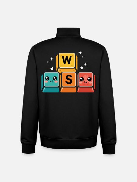 WASD Keys Funny Gamer Gift - Unisex Organic Zip Sweatshirt by Stanley/Stella - black
