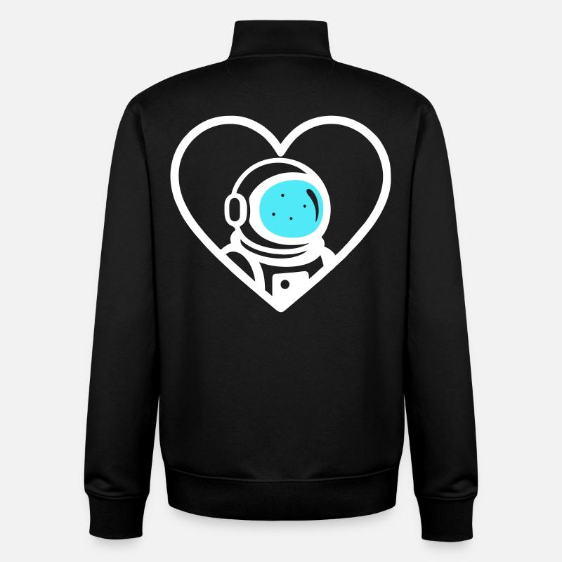 Astronaut Heart Space Cosmic Helmet - Unisex Organic Zip Sweatshirt by Stanley/Stella - black